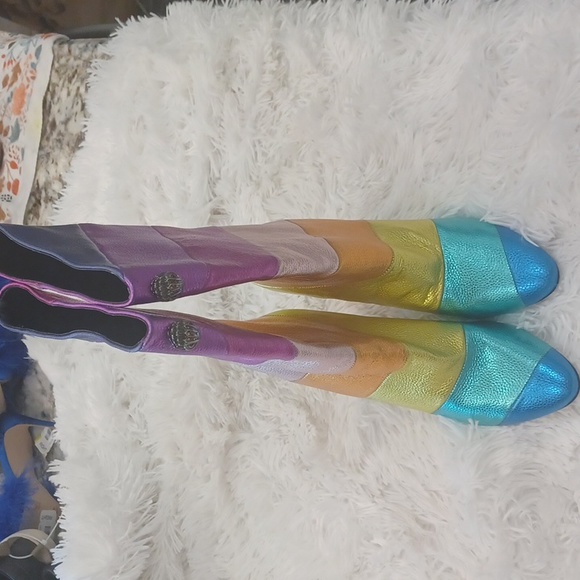 Kurt Geiger Kensington Rainbow Pride Leather Pull On Boots NEW EU 37 - Picture 4 of 13
